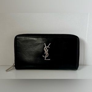 YSL Ultra Calfskin Zip Around Continental Wallet